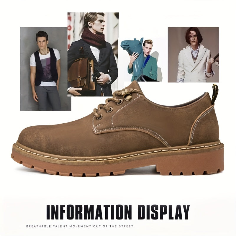 Men's Lace Up Stitched Work Shoe Casual Durable Outdoor Walking Shoes
