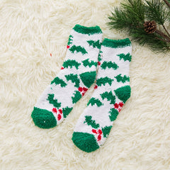 3 Pairs Fuzzy Floor Socks Comfy & Warm Christmas Mid Tube Socks