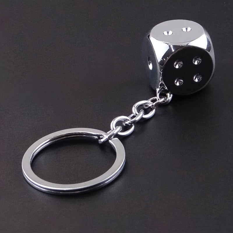 Metal Dice Keychain Pendant for Car Keys Backpacks Wallets