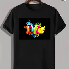 Colorful Letters Print Mens Graphic Tee Shirt for Summer
