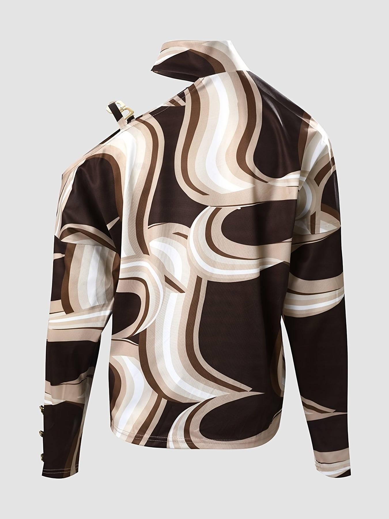 Geometric Print Off Shoulder Long Sleeve Top