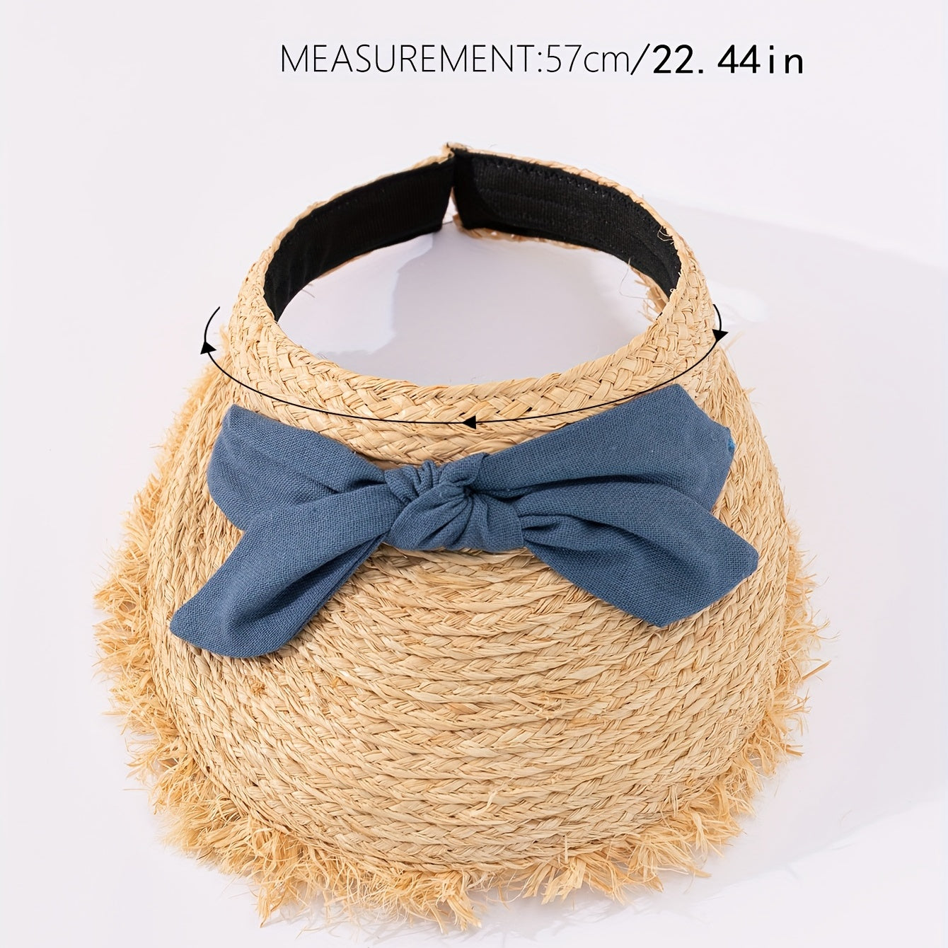 Bow Decor Straw Visor Hat Wide Brim Summer Sun Hats Outdoor UV Protection