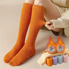 Coral Fleece Thigh High Socks for Men or Women Over The Knee Thick Stockings