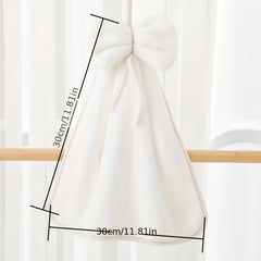 1pc Bowknot Coral Velvet Fingertip Towel Hanging Towel