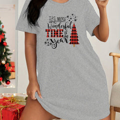 Plaid Christmas Tree Tee Sleep Dress