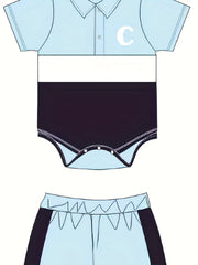 2pcs Baby Boy Shirt & Shorts Set Embroidery Stitching Newborn Casual Knitted