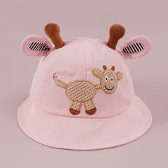 Cartoon Giraffe Embroidery Fisherman's Hat for Baby