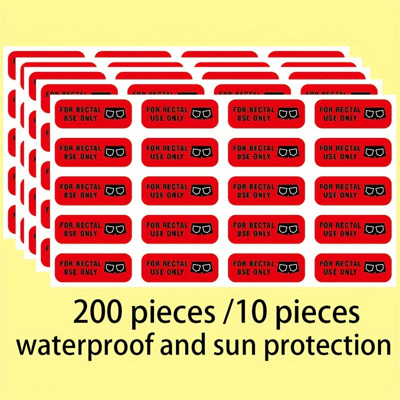 200pcs Rectal Use Stickers 1.5 X0.8 Red Waterproof Label