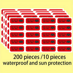 200pcs Rectal Use Stickers 1.5 X0.8 Red Waterproof Label