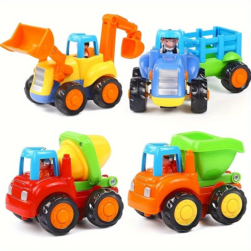 Friction Powered Car Push Car Tractor Bulldozer Dump Cement Mixer Toy