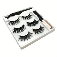3 Pairs Magnetic Faux Mink Hair False Eyelashes Long and Curling Reusable Lashes