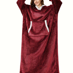 Women's Plus Winter Flannel Sherpa Hooded Robe