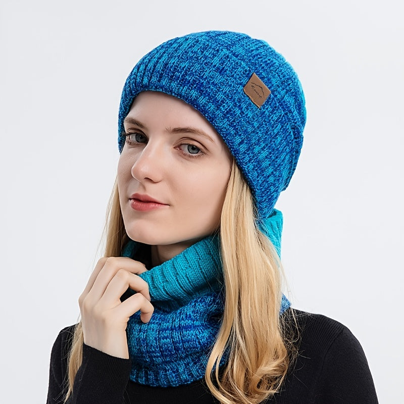 Knit Beanie Hat & Scarf Set for Winter - Warm & Thick - Perfect Gift
