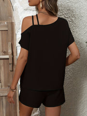 Casual Two Piece Set Short Sleeve Tops & Shorts Outfit