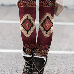 Geometric Pattern Skinny Leggings High Waist Stretchy Leggings
