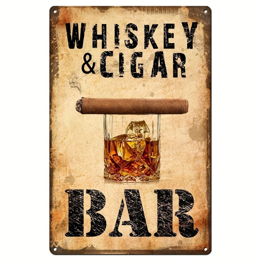 Vintage Whiskey And Cigar Bar Metal Tin Sign