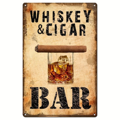 Vintage Whiskey And Cigar Bar Metal Tin Sign
