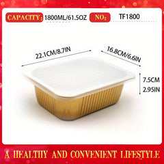 20pcs Golden Foil Baking Pan With Lid 11-61.5 Oz Disposable Aluminum Foil Pan