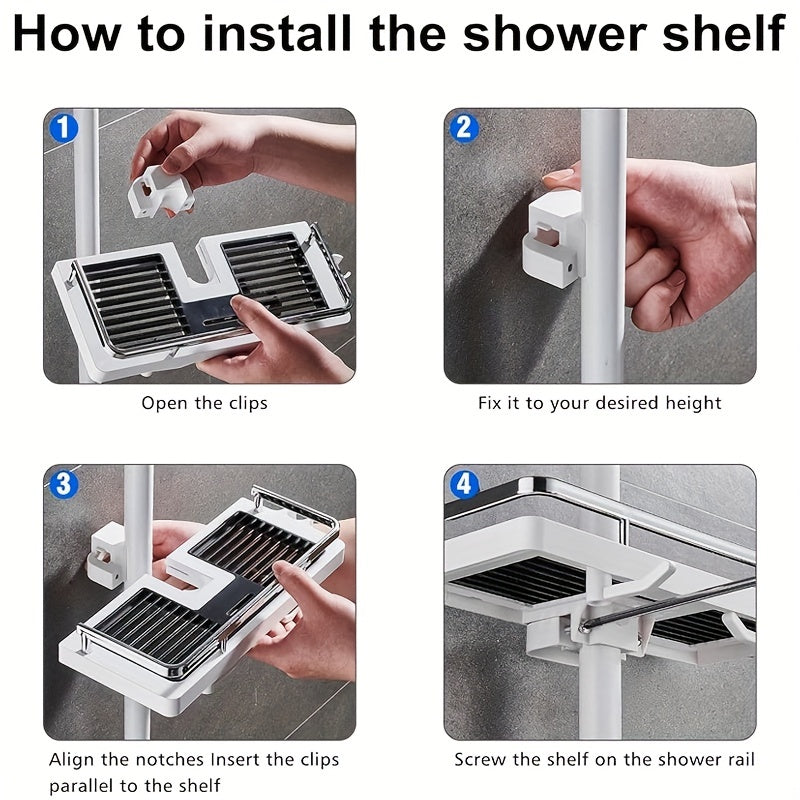 Shower Rack No Drilling Bathroom Storage Box Soap Shampoo Towel 21mm 25mm Rod