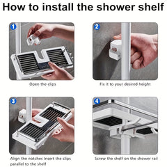 Shower Rack No Drilling Bathroom Storage Box Soap Shampoo Towel 21mm 25mm Rod