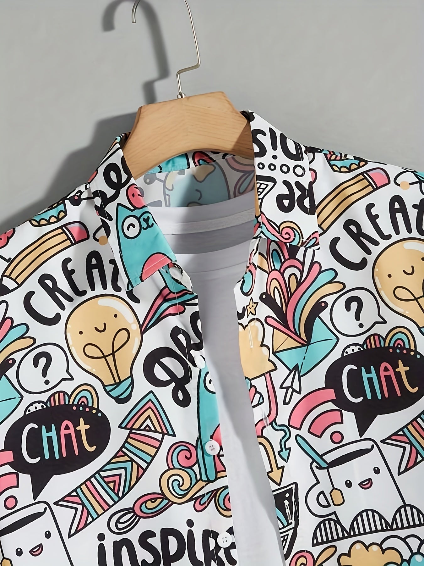Men's Cartoon Print Hawaiian Shirt for Summer Vacation