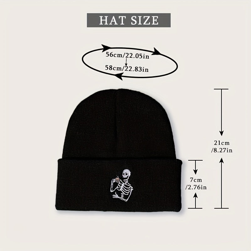 Men's Skull Head Drinking Tea Knitted Cap
