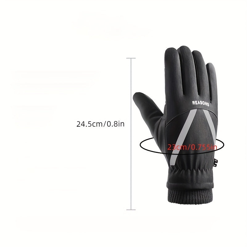 Winter Warm Gloves Outdoor Cycling Ski Gloves With Reflective Strips