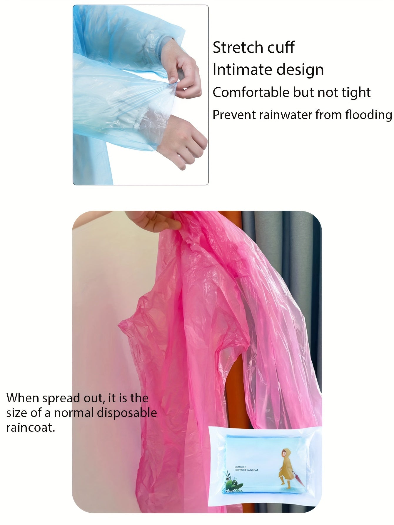 3pcs Adult Raincoat Long Style Outdoor Travel Rafting Full Body Ponch