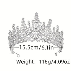 Silvery Crystal Bridal Jewelry Set Rhinestone Tiara Crown Necklace Earrings