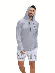 Men's UPF 50 Sun Protection Hoodie Long Sleeve for Outdoor Fishing