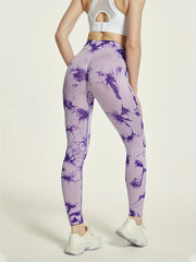 Purple Tie Dye Yoga Pants High Waisted Activewear