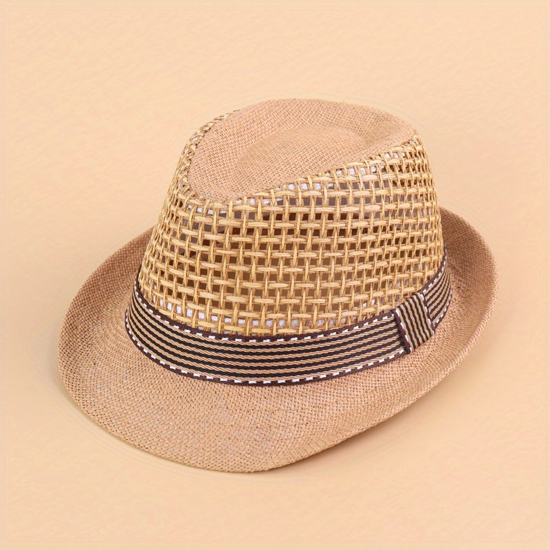 Kids Large Brim Sun Hat Straw Breathable Hollow Sunscreen Baby Hat
