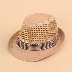 Kids Large Brim Sun Hat Straw Breathable Hollow Sunscreen Baby Hat