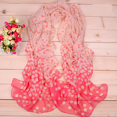 Casual Chiffon Scarf Dot Print Gradient Windproof Shawl Beach Towel