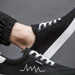 Men's Canvas Lace-up Sneakers with Good Grip