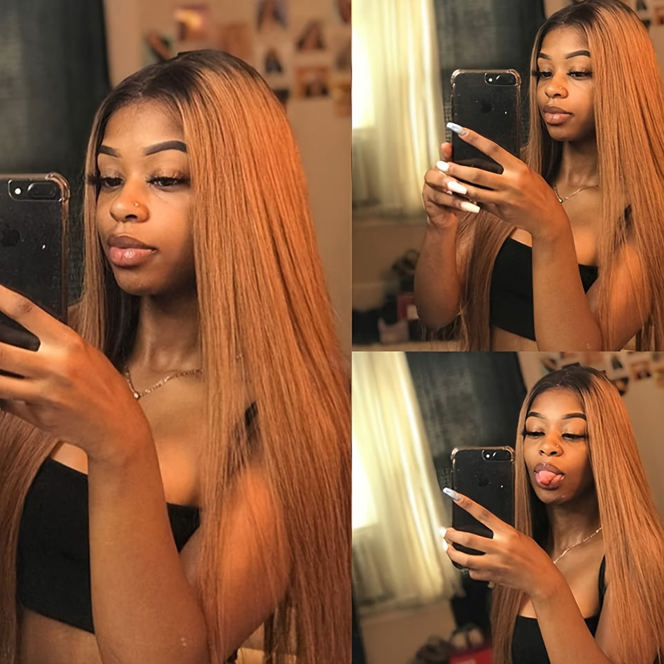 T1B 30 Straight Human Hair Wigs 4x4 Lace Front Human Hair Wigs