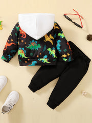 Baby Boys Dinosaur Pattern Hoodie & Pants Set