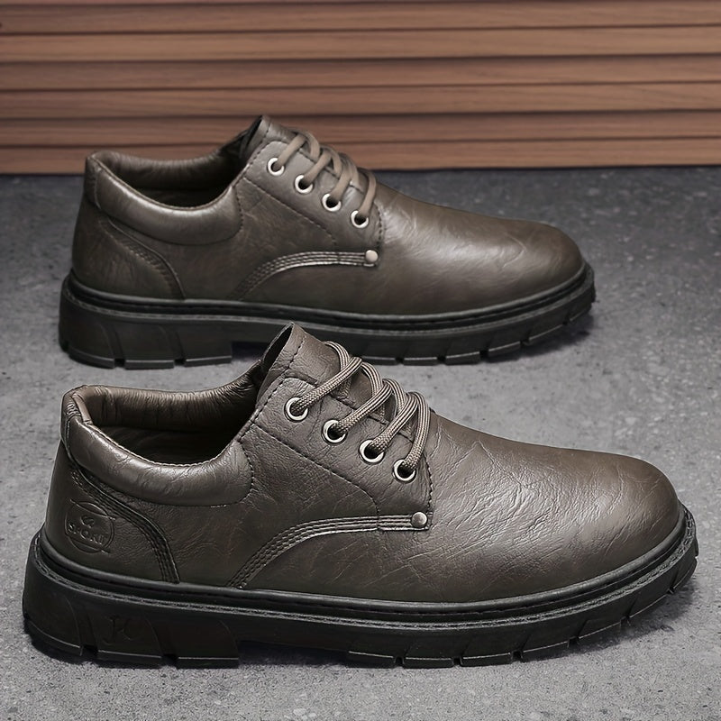 Men's Faux Leather Flat Shoes Non Slip Casual Walking Shoes