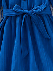 Girls Retro Princess Dress Midi Length Long Sleeve Casual Dress