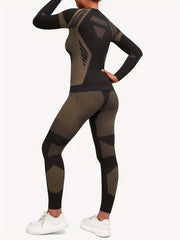 2pcs Thermal Underwear Set Long Sleeve Warm Top & Leggings for Women