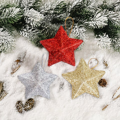 18pcs 3D Stars Xmas Tree Hanging Ornaments Merry Christmas Decorations