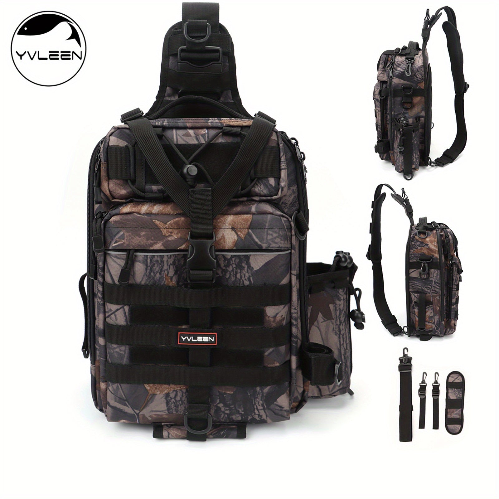 Yvleen Fishing Backpack Water Resistant Tackle Bag with Large Capacity