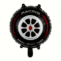6pcs Racing Theme Tire Balloons Red Yellow Round Decorations