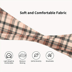 Men's Vintage Plaid Headband Pink Tan Outfit Accessory Comfortable