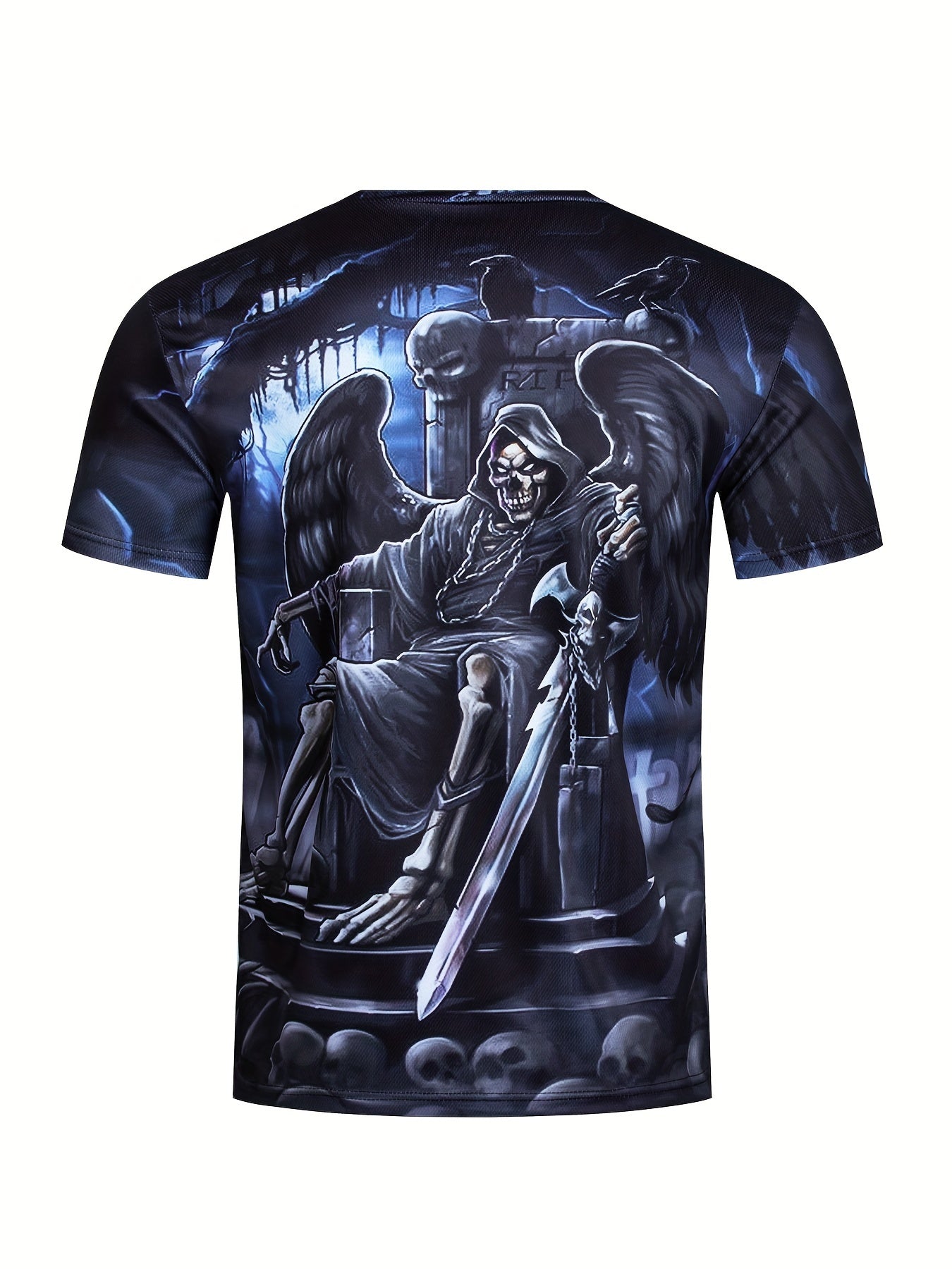 Men's Skull Pattern T shirt & Shorts Set for Fitness