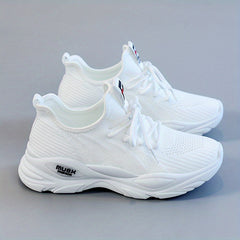 Women's Knit Sneakers Lace Up Running Shoes Soft Sole Comfort