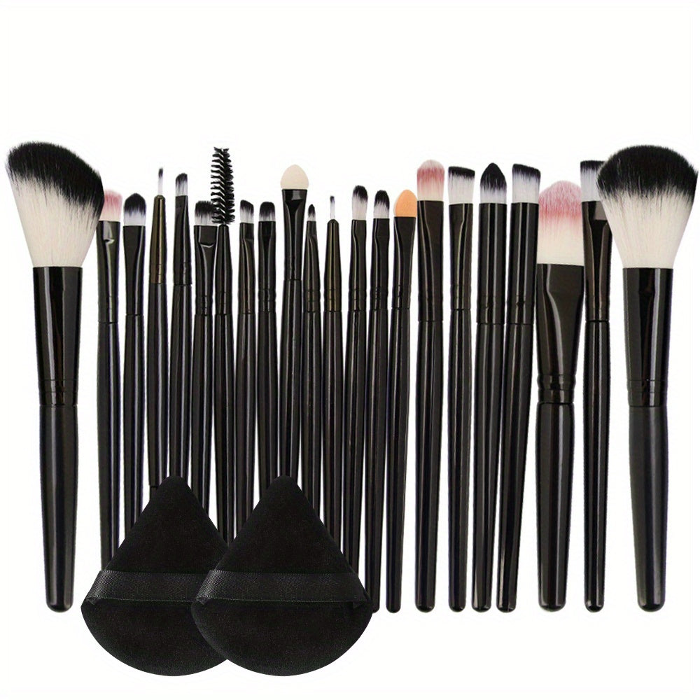 Professional Makeup Brushes Set with Triangle Puffs - 22pcs