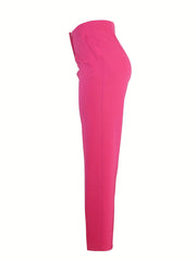Solid Pants Long Length Work Office Pants Women's Clothing