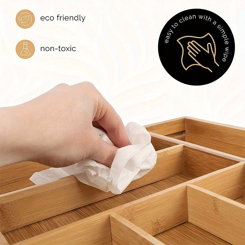 Telescopic Bamboo Kitchen Box Drawer Divider Storage Rack Organizer