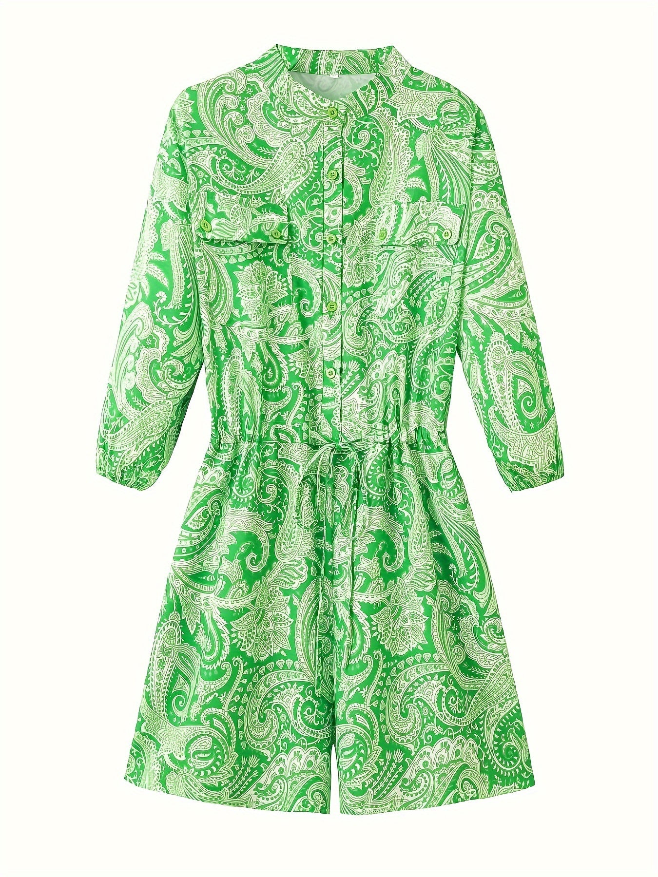 Paisley Floral Print Lantern Sleeve Romper